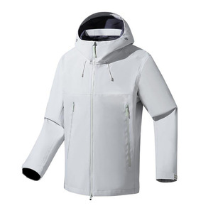 Veste bomber softshell pour homme, col montant, capuche, imperméable, coupe régulière, fermeture éclair, vêtements d'hiver décontractés, couleur unie, polyester - Product Image 2