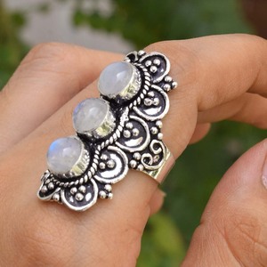 Moonstone <b>Ring</b> 925 Sterling <b>Silver</b> Handmade Gemstone Jewelry Elegant <b>Statement</b> eco friendly jewelry <b>Ring</b> for Women Gift - Product Image 1