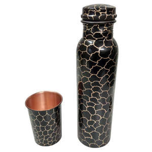 Botella de cobre con diseño floral de última generación, con acabado esmaltado, para uso doméstico y en servicios de catering, botella de agua artesanal con acabado artesanal. - Product Image 5