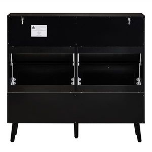 FCH High Feet Rattan Shoe Cabinet 2 Rows of 4 Dump Buckets 105*24*98cm Black Frame Particle Board + Plastic Rattan Shoe Racks - Product Image 6