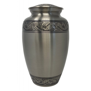 Urna Funeraria de Latón Macizo Hecha a Mano para Cenizas Humanas, Acabado Marrón Antiguo Elegante con Detalles Dorados - Product Image 4