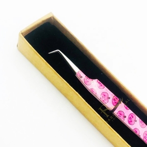 Pince à cils argentée avec embout brillant et rose, pour Halloween, à 90 degrés, pour volume intense / Emballage individuel en boîte jaune - Product Image 6