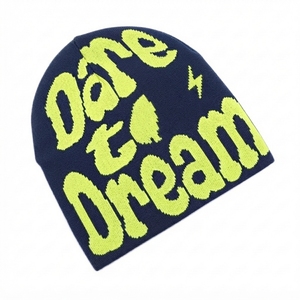 Custom Streetwear Graphic Knit Beanie Soft Acrylic <b>Winter</b> <b>Hat</b> OEM Logo Jacquard Embroidered Cuffed Beanie for <b>Men</b> Women - Product Image 2