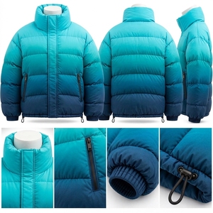 Veste matelassée unisexe à dégradé de couleurs, manteau d'hiver à col montant, fermeture éclair, streetwear d'extérieur, personnalisable, marque privée, OEM, ODM - Product Image 3