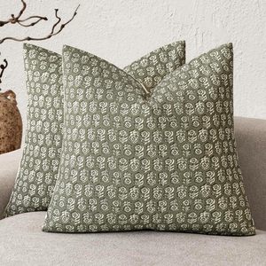 Indio hecho a mano nuevo diseño naranja flor mano bloque estampado funda de almohada algodón sofá cubierta ropa de cama Fundas de cojín - Product Image 4