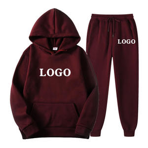 Sudadera con Capucha y Pantalones Deportivos de Dos Piezas Personalizados con Logotipo, para Otoño e Invierno, Sudadera con Capucha de Color Sólido - Product Image 1