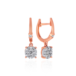 Elegant Rose Gold Plated Round Cluster Drop <b>Earrings</b> for Women Sparkling Crystal Statement <b>Dangle</b> <b>Earrings</b> Fashion Jewelry - Product Image 2