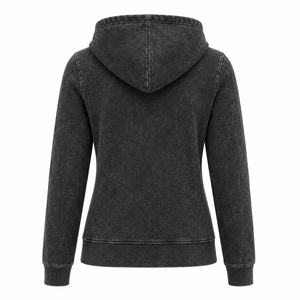 Sweat à capuche délavé pour femme en coton doux, finition vintage, intérieur polaire, capuche ajustable, poche kangourou, style décontracté - Product Image 2