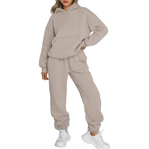 ชุดวอร์มวินเทจคุณภาพสูง ผ้าฝ้าย 100% เป็นมิตรกับสิ่งแวดล้อม สำหรับผู้หญิง ชุด 2 ชิ้น เสื้อฮู้ดและกางเกงวอร์ม เหมาะสำหรับทุกฤดู - Product Image 4