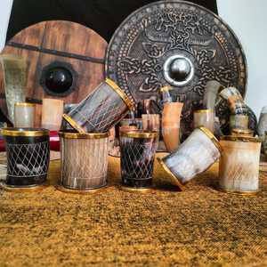 Hand Engraved Personalized Eco-Friendly Viking Drinking Horn Shot <b>Cup</b> & Glass <b>Custom</b> Engraved Christmas Barware - Product Image 5