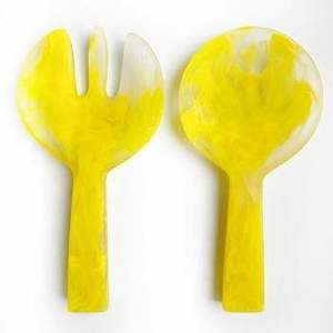 Kiswah Craft Modern Design Acrylic/Resin Beaded Long Handle <b>Green</b> Pattern Salad Servers Dishwasher Safe <b>Microwave</b> Safe Oven Safe - Product Image 1