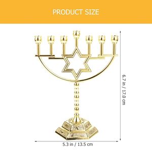 Luxury Gold Metal Menorah Candelabra 7 Branch <b>Candle</b> <b>Holder</b> Decorative Hanukkah Centerpiece Table Decor - Product Image 6