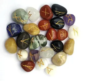 Bán Sỉ Bán Sỉ Đá Vụn Pha Trộn Người Cao Tuổi Futhark Rune Bộ Rune Khắc Chữ Reiki Chữa Bệnh Bằng Pha Lê