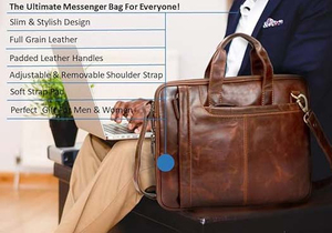 Sac à main pour ordinateur portable en cuir véritable pour hommes et femmes, sac de voyage élégant en cuir véritable, sac messager pour ordinateur - Product Image 4