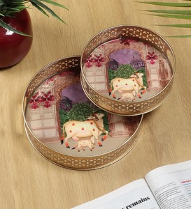 Classic Decor Metal Pichwai <b>Jar</b> with Tray Vintage Design <b>Decorative</b> Storage Container for Home Decoration - Product Image 3