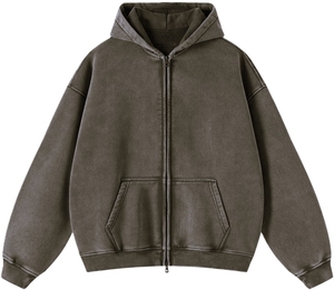Sweat à capuche zippé pour femme grande taille 100% coton lavé, haute qualité, respirant, décontracté, vêtement d'extérieur d'hiver pour femme, logo personnalisé - Product Image 5