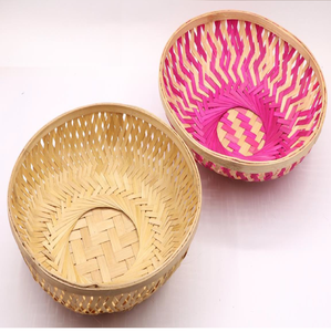 Wholesale Priced Handcrafted Eco-Friendly Luxury <b>Bamboo</b> Storage <b>Basket</b> Hanging Handle Natural Woven Design for Home Hotel Use - Product Image 3