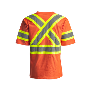 เสื้อกั๊กนิรภัยสีส้มสะท้อนแสงพร้อมแถบสะท้อนแสงสำหรับผู้ชาย แขนสั้น เหมาะสำหรับงานก่อสร้าง สวมใส่สบาย รับสกรีนโลโก้ - Product Image 2