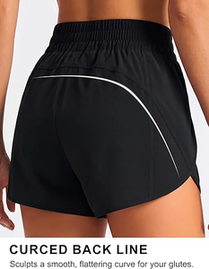 Shorts de course Bermuda pour femmes à séchage rapide avec poche zippée taille haute légers - Product Image 4