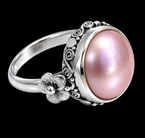 Bague Fleur en Perle d'Eau Douce Naturelle, Argent Sterling 925, Bijou Élégant Fait Main, Cadeau pour Elle - Product Image 4