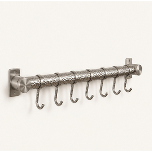 Stainless Steel Wall Mounted Kitchen Utensil Rack with Sliding S-<b>Hooks</b> Multipurpose Rail Organizer for Pots Pans Spatulas - Product Image 3