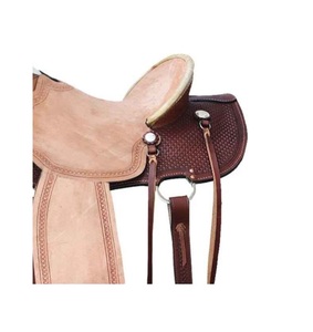 Selle de cheval Western en cuir marron, modèle Big Horn, avec panier, finition bronzée et cuir brut, assise rigide, de 10 à 18 pouces, ASHMIRA EQUESTIAN - Product Image 2