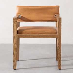 Silla de Comedor Moderna de Madera de Teca Clara de Primera Calidad con Cojín de Cuero, Muebles Duraderos para Hoteles y Restaurantes de Fábrica Directa - Product Image 2