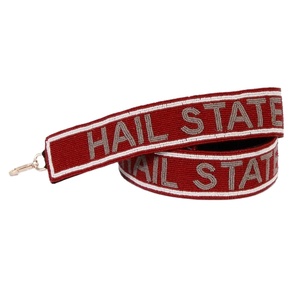 Premium Handmade Beadwork <b>Red</b> Gameday Clear Bag Straps Custom Hail State Sports Fan College Girls Use Strap Full Customized Size - Product Image 1