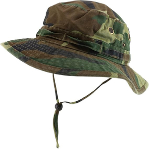 Chapeaux tactiques personnalisés pour la chasse au cerf, en mélange de coton, camouflage, à large bord, avec aérations en maille, pour la randonnée, le camping, la pêche, le safari et les voyages - Product Image 1