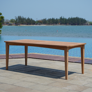 Mesa de Comedor Moderna para Exteriores, Estructura de Madera de Teca Sólida, Color Natural, Muebles de Estilo Jardín para Villas, Playas y Casas de Campo - Product Image 3