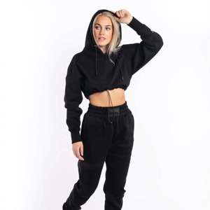 Vêtements pour femmes, ensemble de survêtement personnalisé de qualité supérieure avec strass, ensemble deux pièces surdimensionné en velours, survêtements pour femmes, sweat à capuche zippé - Product Image 1