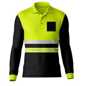 Camiseta polo de manga larga de alta visibilidad con logotipo personalizado, reflectante, ligera y transpirable, para adultos. - Product Image 2