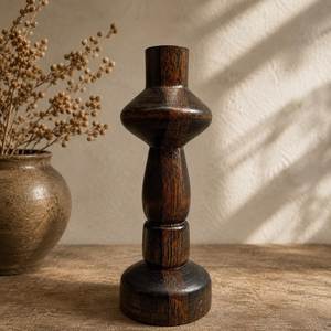 Modernist Wooden Candle Holder Elegant Handmade <b>Rustic</b> Decor Accent Contemporary Living Room <b>Table</b> Ornament Collection Styling - Product Image 1