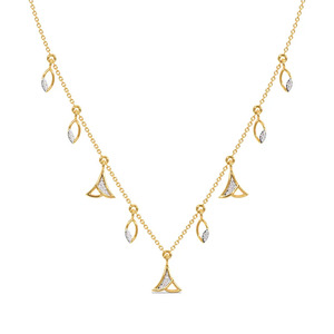 Collier en diamant avec pendentif feuille et éventail, motifs naturels alternés et élégante chaîne en or - Product Image 5