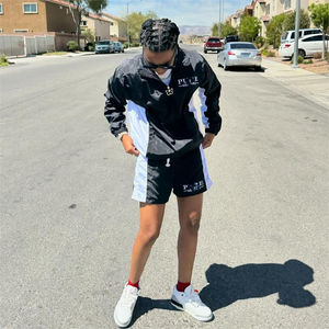 2026 Wholesale Customize 100% Cotton Quarter Zipper <b>Jacket</b> Windbreaker Quick Dry Summer Short Set High Quality - Product Image 1