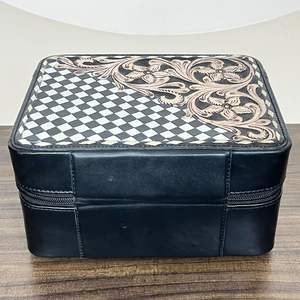 กล่องเก็บเครื่องประดับหนังแท้สุดหรูแบบใหม่  ตกแต่งลายดอกไม้แบบแฮนด์เมด  ภายในบุผ้ากำมะหยี่  สำหรับจัดระเบียบการเดินทาง - Product Image 5