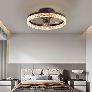 Ventilatore da soffitto a LED a basso profilo con luce, telecomando, dimmerabile, 6 velocità e timer, pale reversibili, marrone, 20 pollici - Product Image 3