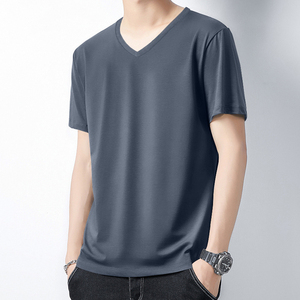 Camisetas Personalizadas para Hombre, Cuello en V, Manga Corta, Estilo Veraniego, Bordadas, de Algodón, Modernas, Cómodas - Product Image 3
