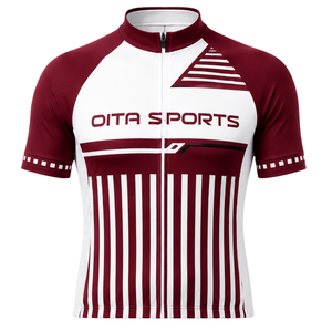 Maillot de cyclisme blanc bordeaux à manches courtes, fermeture éclair intégrale, séchage rapide, respirant, pour vélo de route, entraînement de performance, vêtements de sport - Product Image 1
