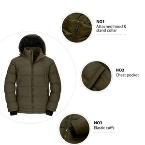 Veste d'hiver personnalisée de haute qualité pour hommes Style bulle broderie fourrure décoration grande taille en gros cuir tissé tissu - Product Image 2