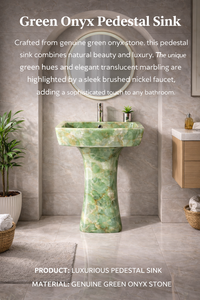 Lavabo de Pedestal de Mármol Verde Ónix Natural de Lujo, Lavabo de Piedra Independiente para Proyectos de Villas y Hoteles - Product Image 5