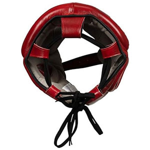 Casque de boxe en cuir rouge et équipement de protection, protège-tête de boxe rembourré durable pour l'entraînement et le sparring - Product Image 2