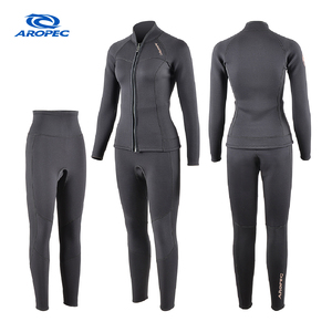Traje de Neopreno Aropec de 3mm de Grosor para Mujer, 2 Piezas (Chaqueta y Pantalones) con Diseño Impreso en Serigrafía para Snorkel, Surf y Buceo OEM/ODM - Product Image 1