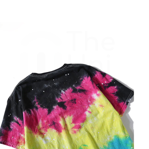 Camiseta de manga corta con cuello redondo y estampado tie-dye para hombre, informal, de punto, con diseño de arcoíris, de corte holgado y regular. - Product Image 4