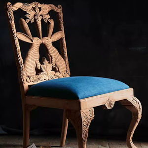 Fauteuil d'appoint fantaisie avec motif de lapin sculpté à la main - Product Image 1