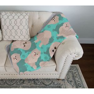 White Pomeranian Artwork Pattern <b>Quilted</b> <b>Throw</b> Blanket 50x60 Soft Lightweight for Bed Couch Sofa Pet Blanket & <b>Throws</b> - Product Image 3