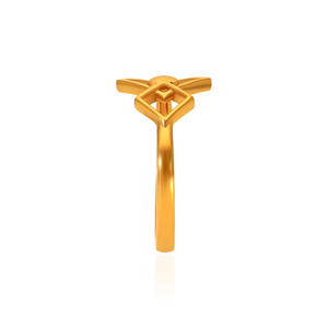 Modern Geometric Double Square Heart Gold Plated <b>Adjustable</b> <b>Ring</b> for Women Minimalist Open Frame Designer Finger <b>Ring</b> - Product Image 4