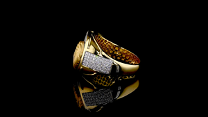 Lion Head Statement <b>Ring</b> for gents with Lab Grown Diamonds, Designer Gold Finish Hip Hop <b>Men</b>’s Cocktail <b>Ring</b>, Iced Out Jewelry - Product Image 2