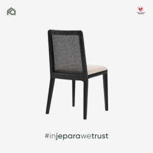 Silla de Comedor Yuki Simple de Madera de Teca y Ratán con Asiento Tapizado para Cafetería, Restaurante, Hotel, Venta al por Mayor en Indonesia - Product Image 4