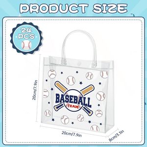 Paquete de 24 Bolsas de Regalo Transparentes de PVC para Béisbol, 8x8x3.15 Pulgadas, para Entrenadores, Aficionados y Fiestas Deportivas, con Asas para Dulces - Product Image 3